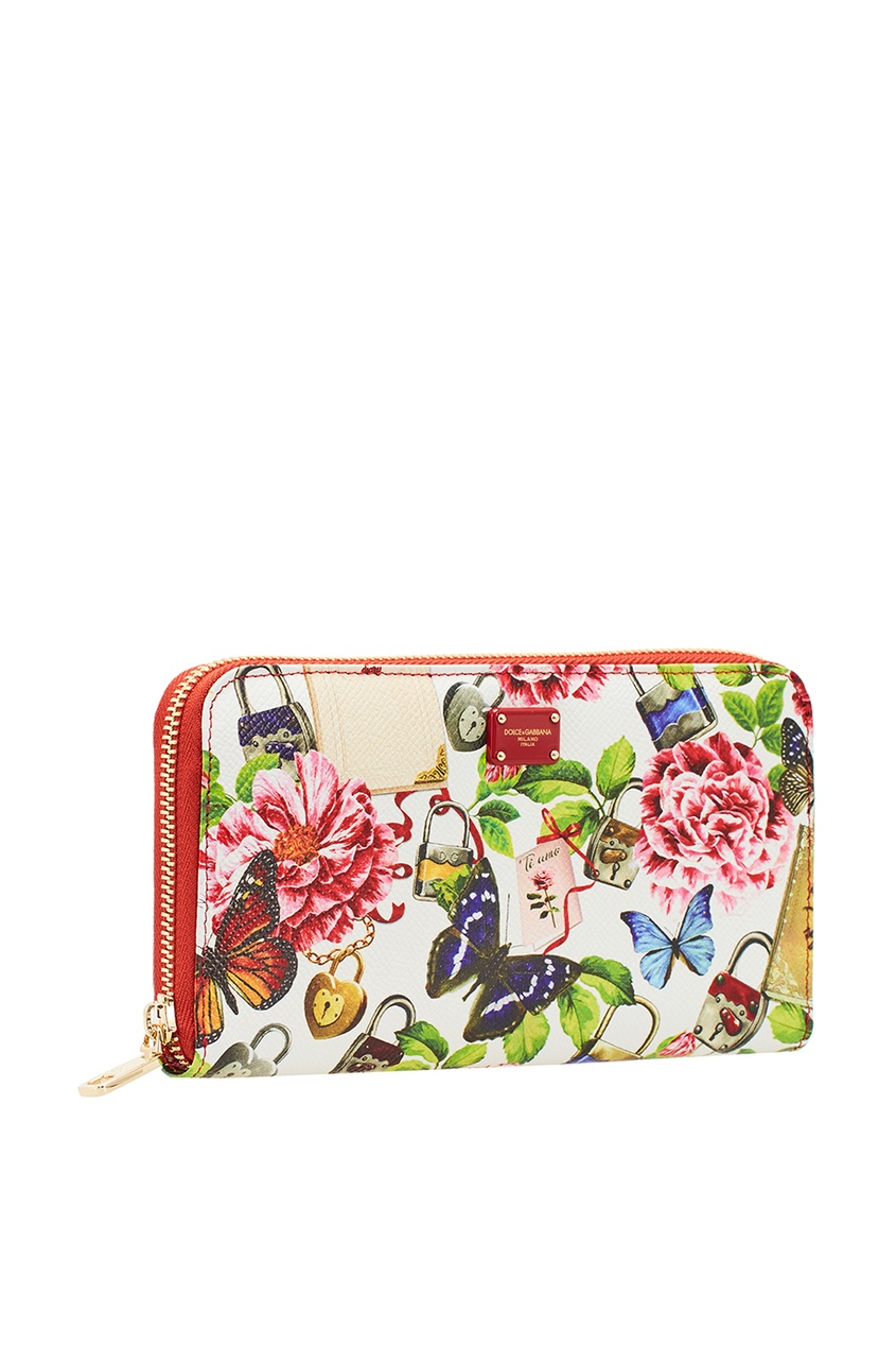 фото Кожаный кошелек с цветами и бабочками dolce&gabbana