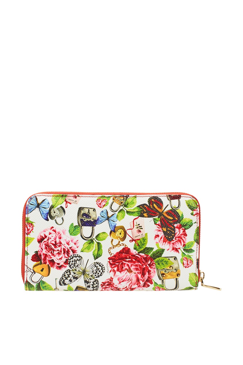 фото Кожаный кошелек с цветами и бабочками Dolce&gabbana