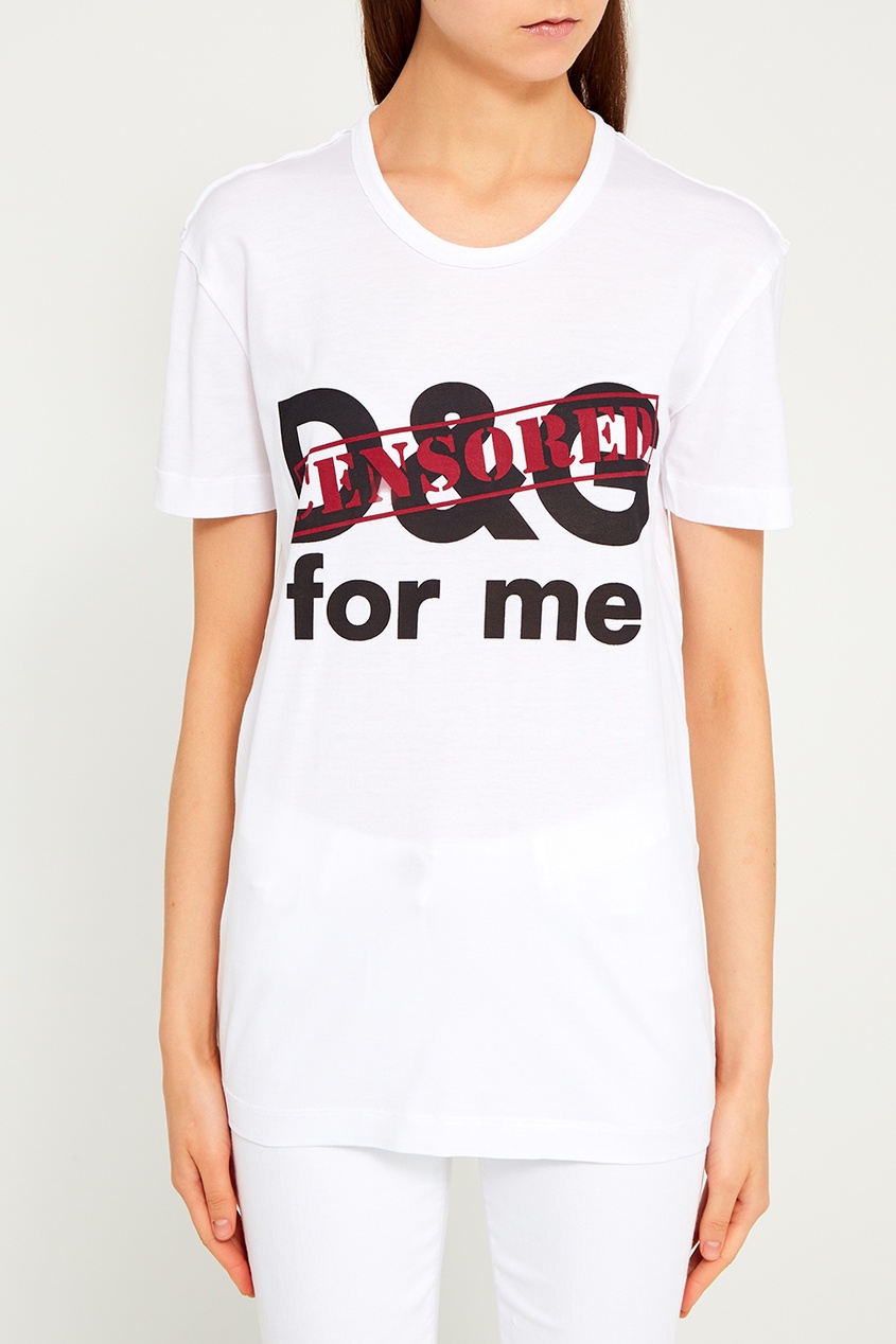 Белая хлопковая футболка с монограммой