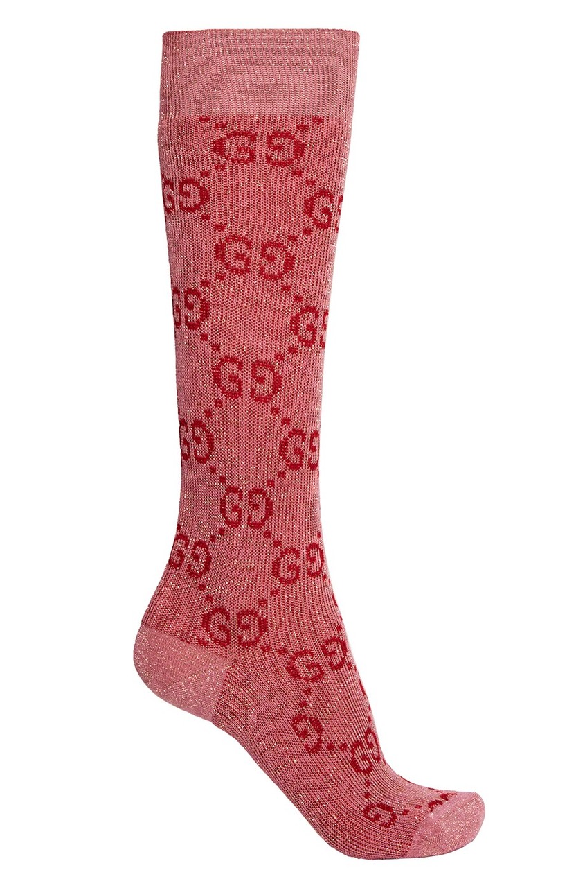 фото Розовые носки с монограммами gucci