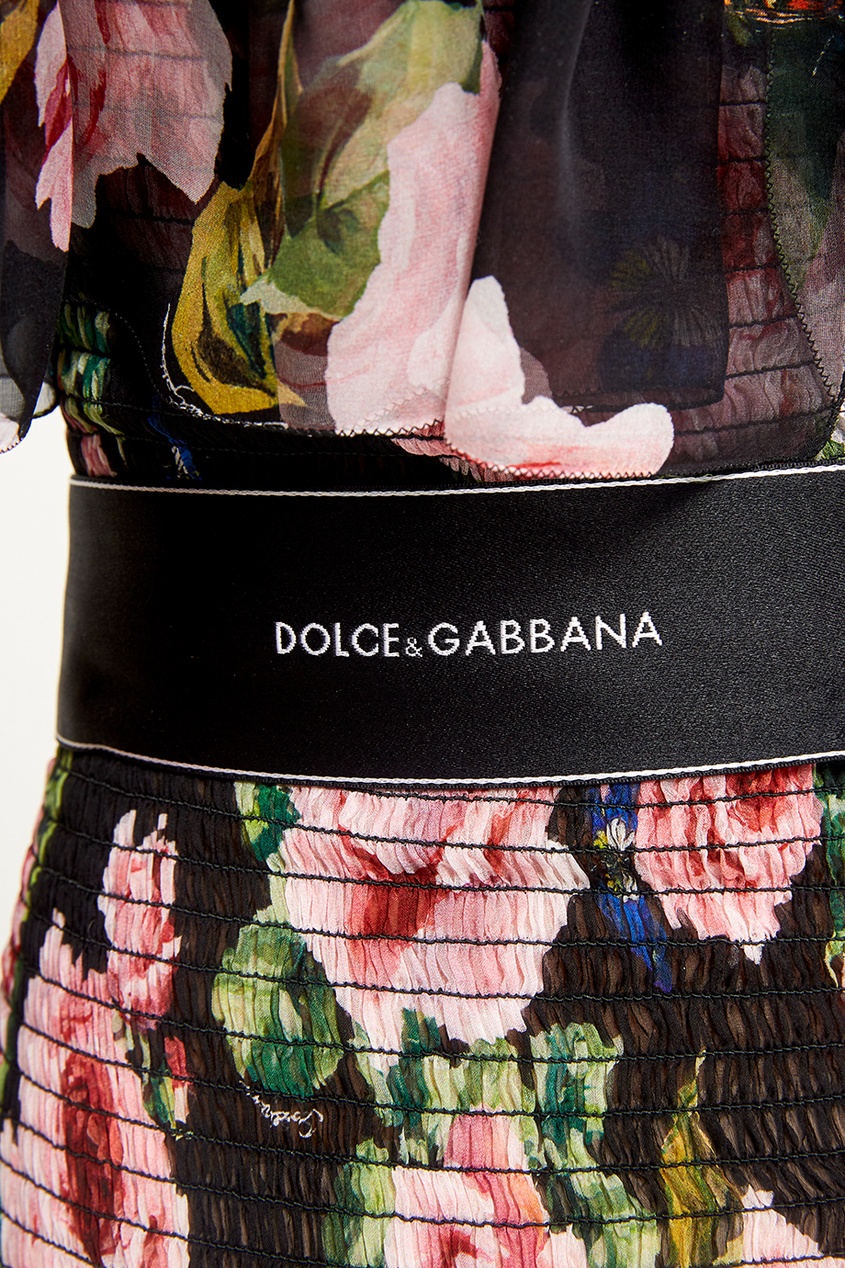 фото Шелковое платье с розами Dolce&gabbana