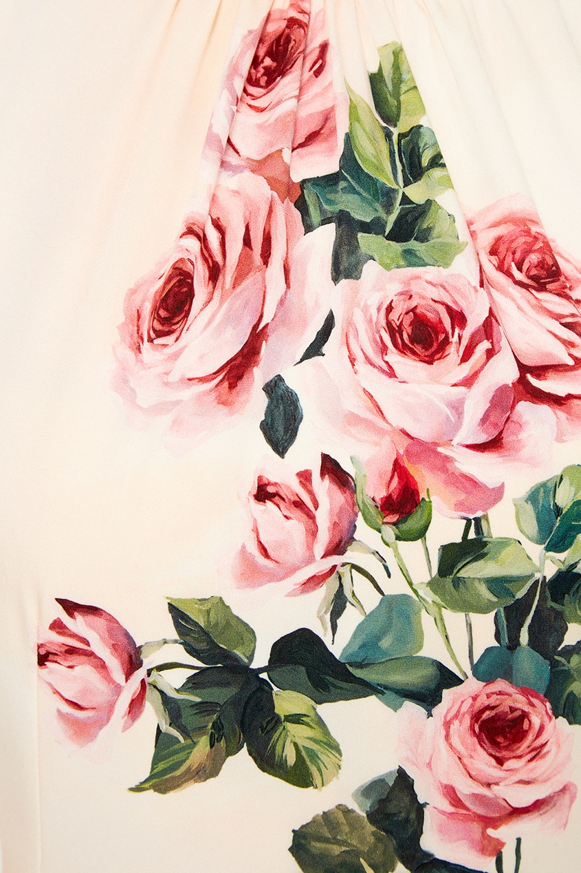 фото Платье из шелка с розами dolce&gabbana