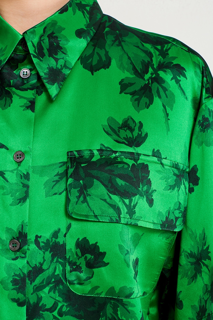 фото Зеленое платье-рубашка с цветами no.21