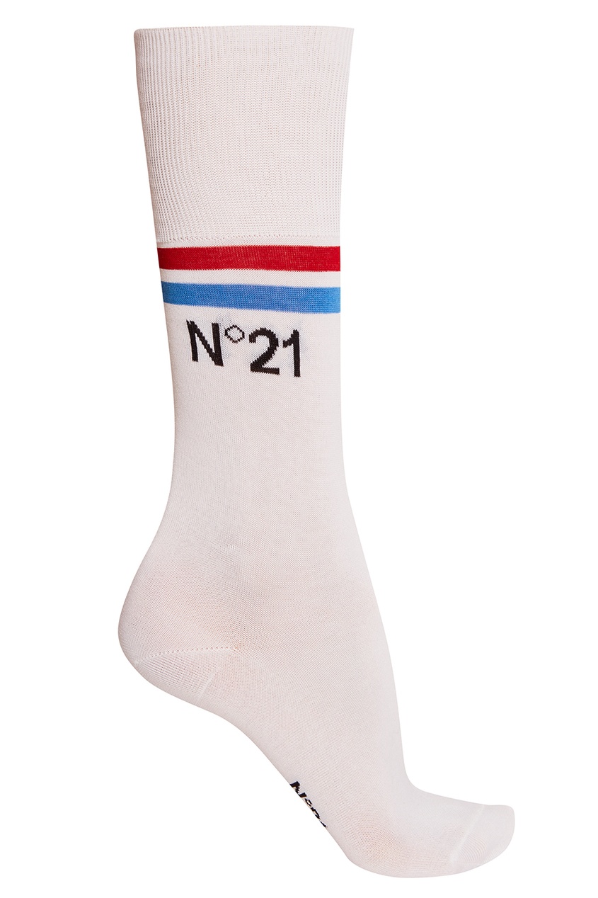 фото Белые хлопковые носки с полосками no.21