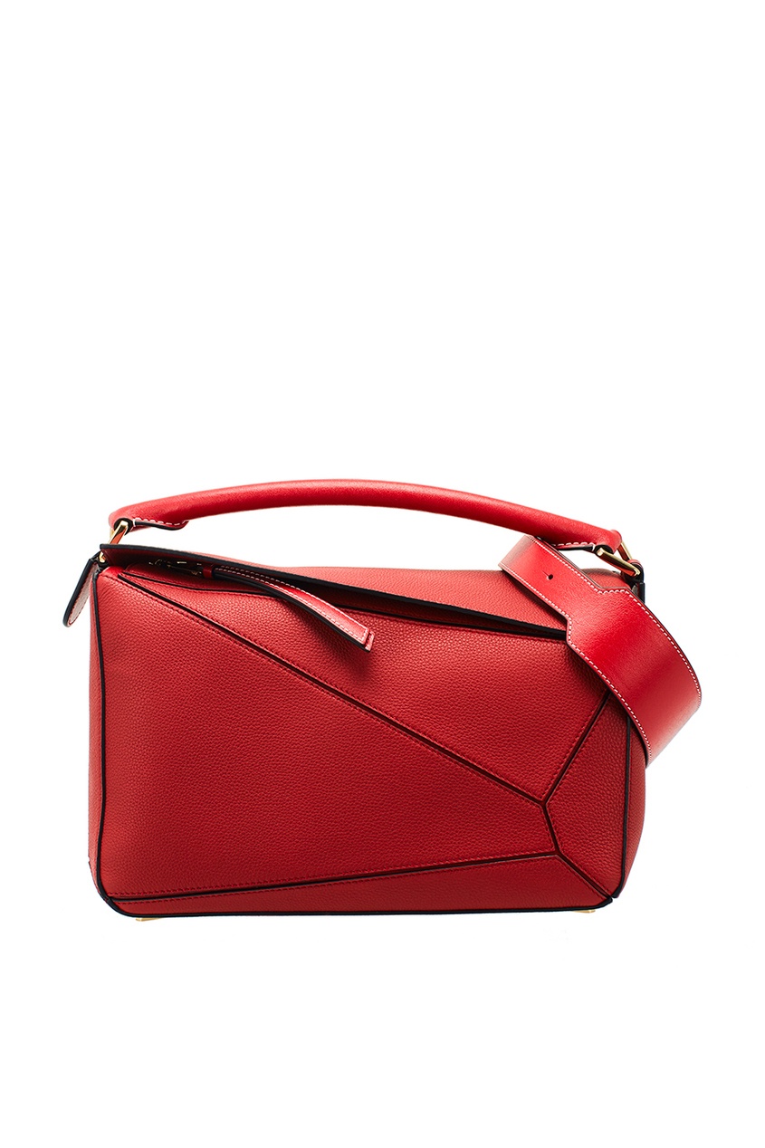 Красная кожаная сумка Puzzle