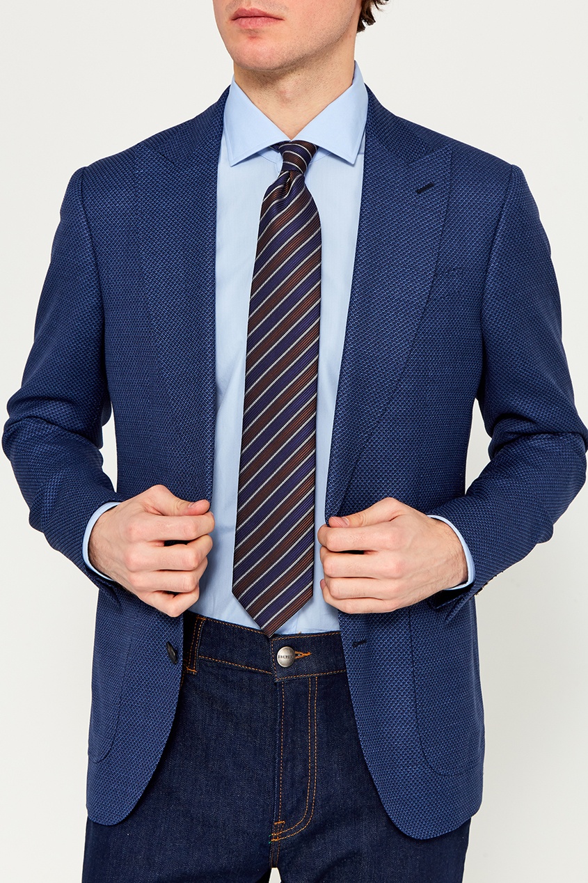 фото Шелковый галстук с комбинированными полосками Ermenegildo zegna