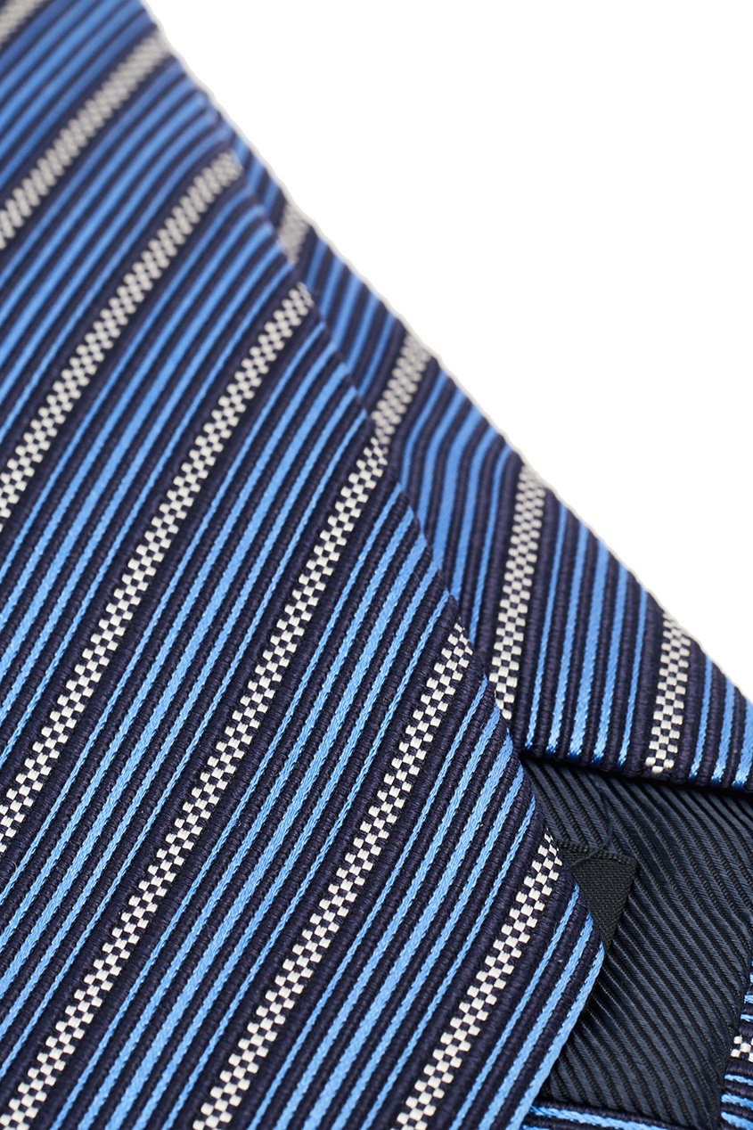 фото Синий шелковый галстук в полоску Ermenegildo zegna