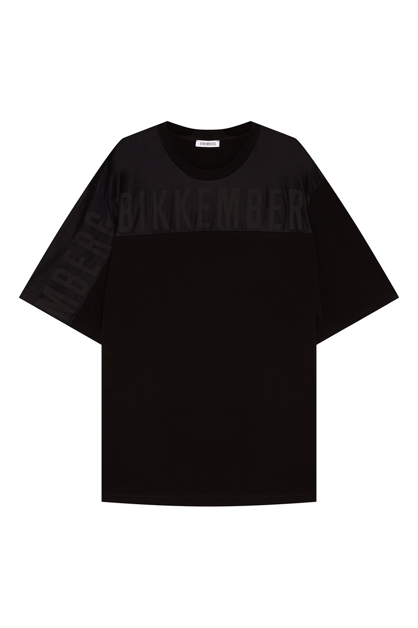 фото Черная футболка со вставкой dirk bikkembergs