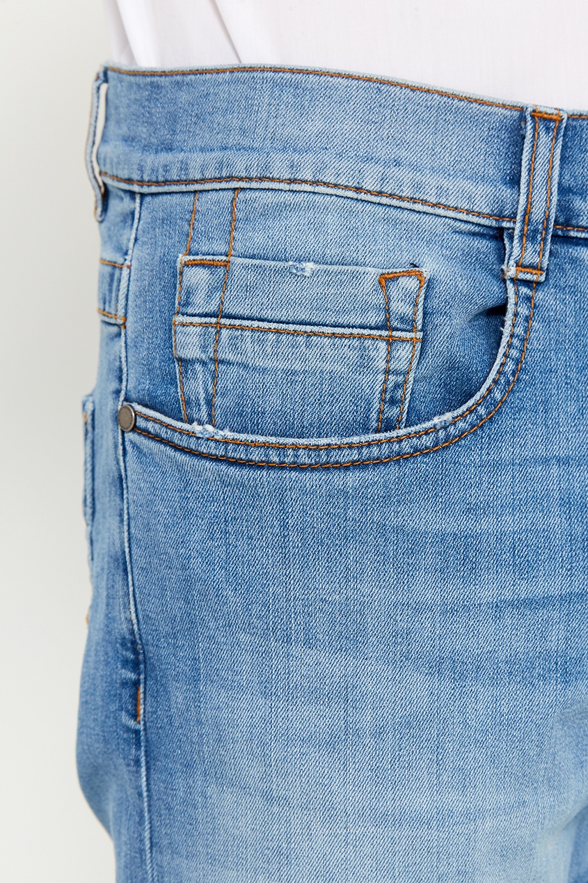 фото Голубые выбеленные джинсы bikkembergs