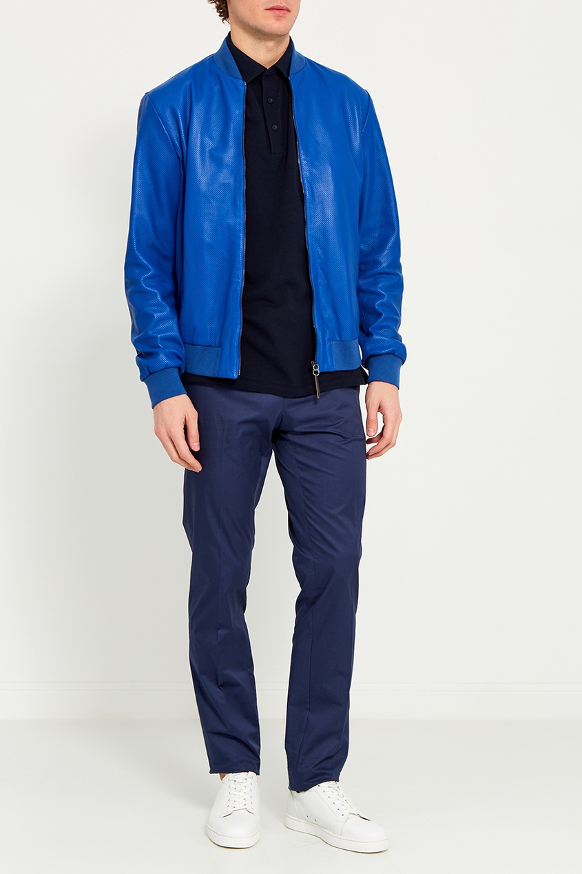 фото Куртка из синей перфорированной кожи Dirk bikkembergs