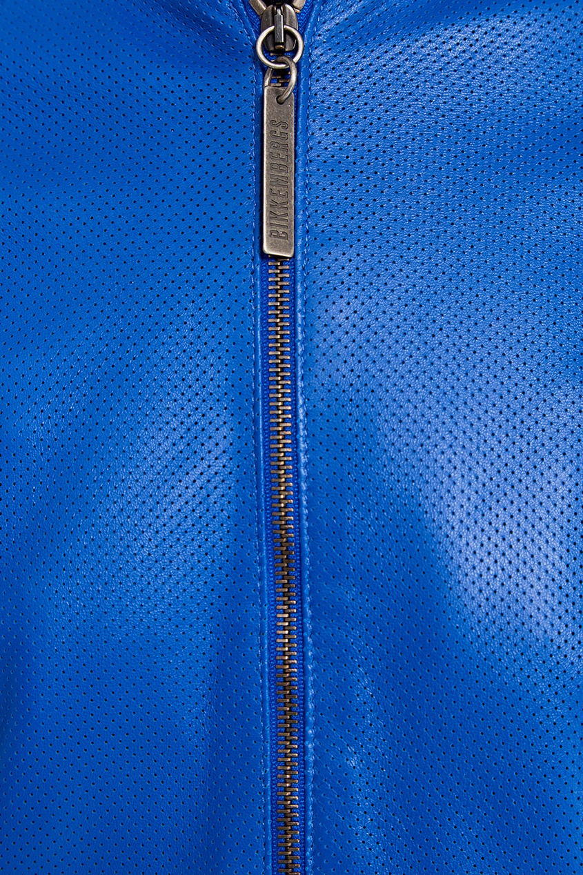 фото Куртка из синей перфорированной кожи Dirk bikkembergs