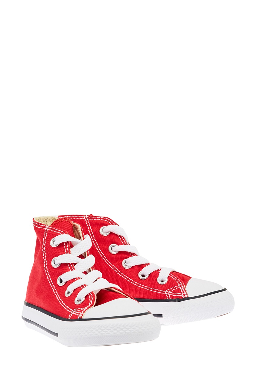 фото Красные высокие кеды из текстиля converse