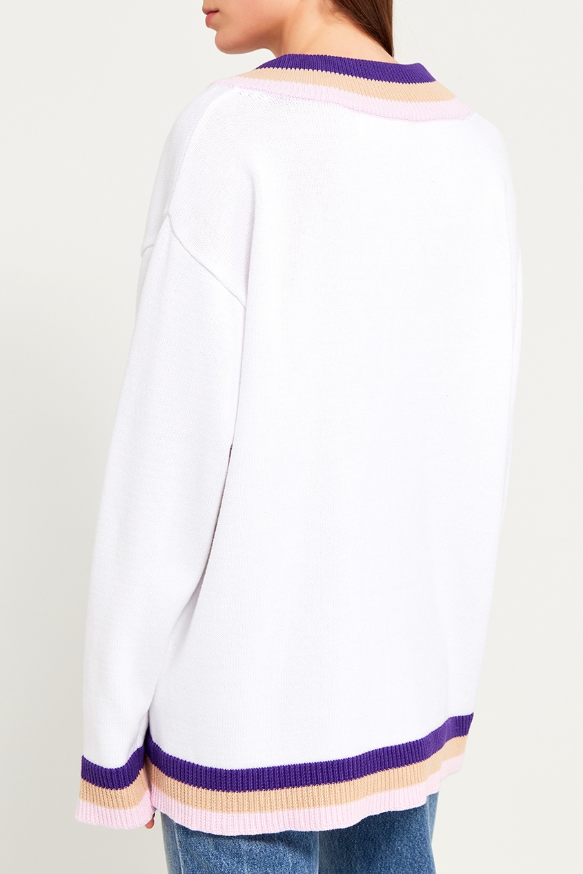 фото Белый пуловер с асимметричной окантовкой rocket x lunch