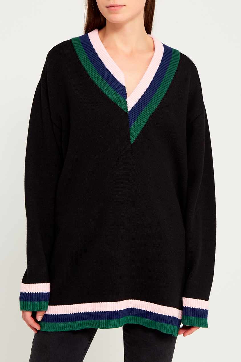 фото Черный пуловер с асимметричной окантовкой rocket x lunch