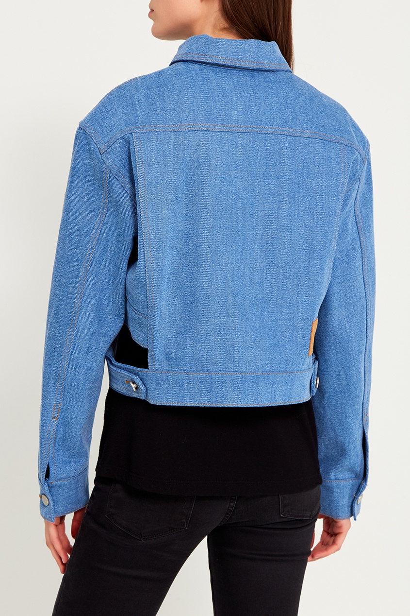фото Голубая джинсовая куртка с прорезями rocket x lunch