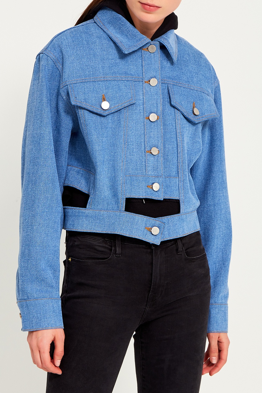 фото Голубая джинсовая куртка с прорезями rocket x lunch