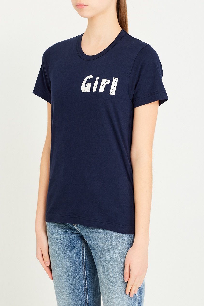 фото Синяя футболка из хлопка comme des garçons girl