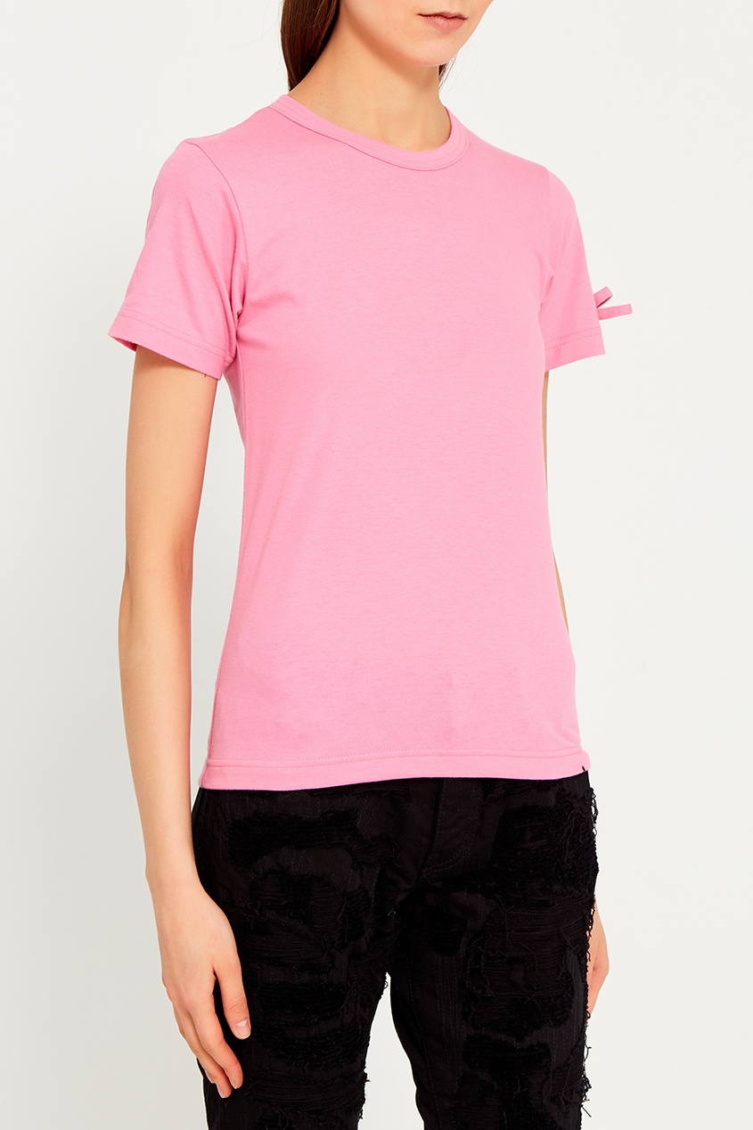 фото Розовая футболка с бантами на рукавах comme des garçons girl