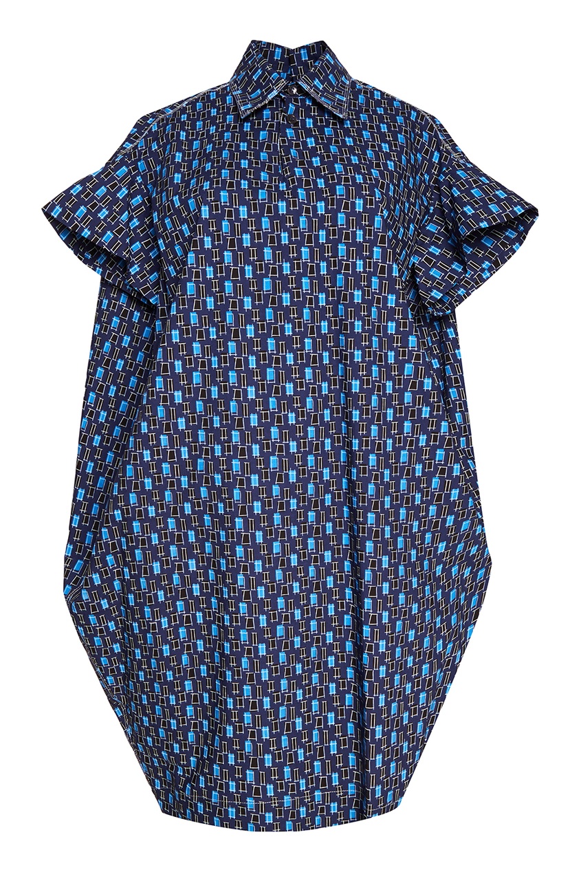 фото Синее платье-рубашка с принтом marni
