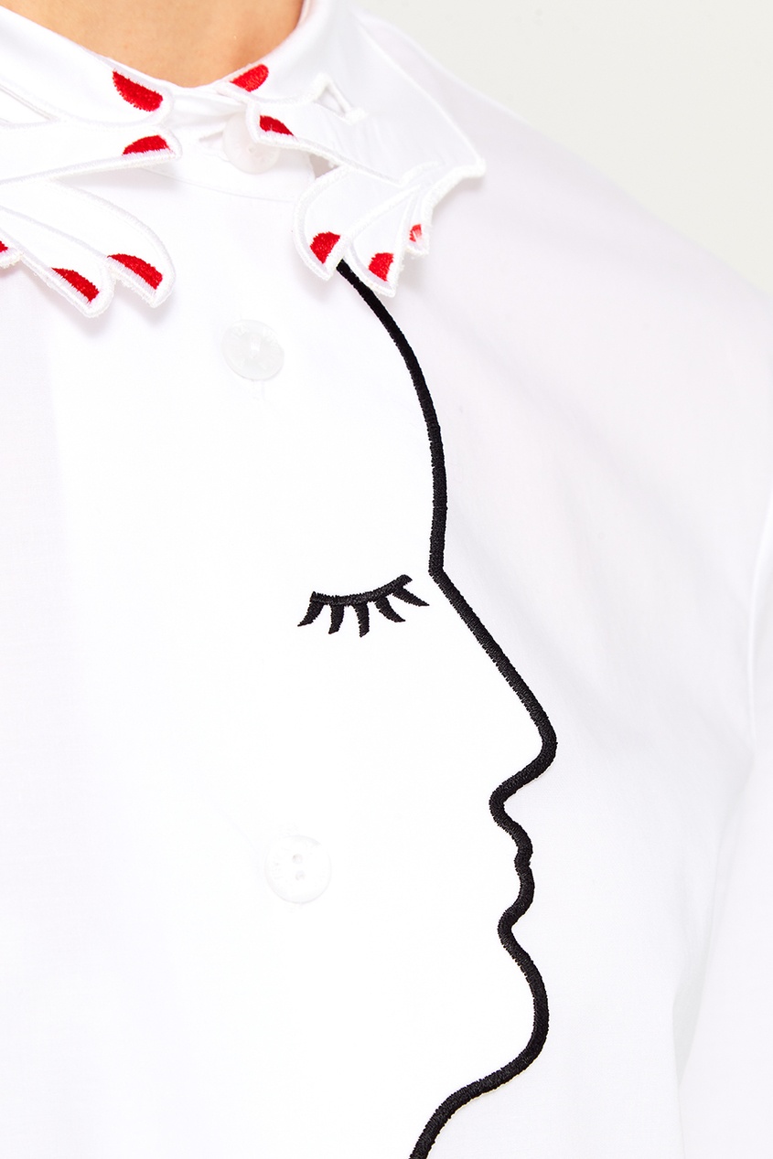 фото Белая рубашка с вышитыми контурами vivetta