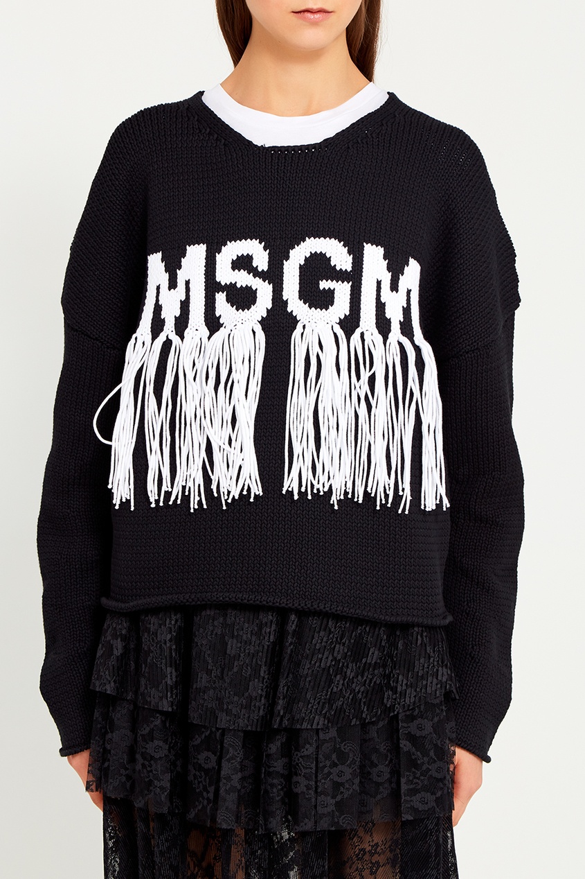 фото Хлопковый джемпер с бахромой Msgm