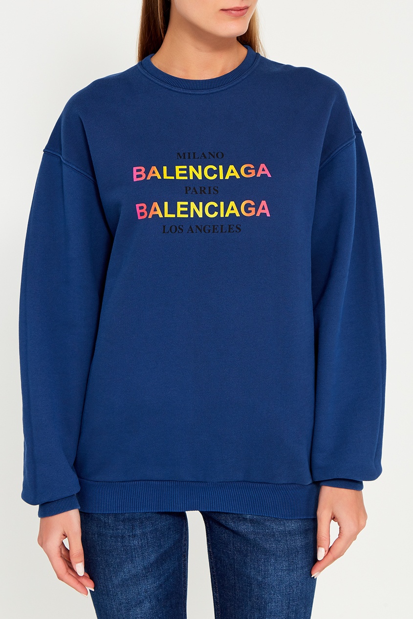 фото Синий свитшот с логотипами Balenciaga