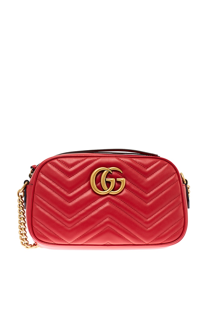 

Красная кожаная сумка GG Marmont, Красный, Красная кожаная сумка GG Marmont