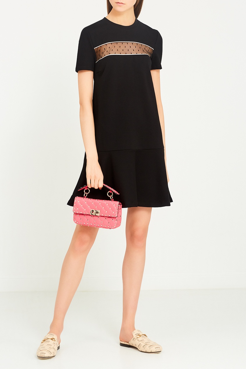 Розовая сумка из кожи Rockstud Spike