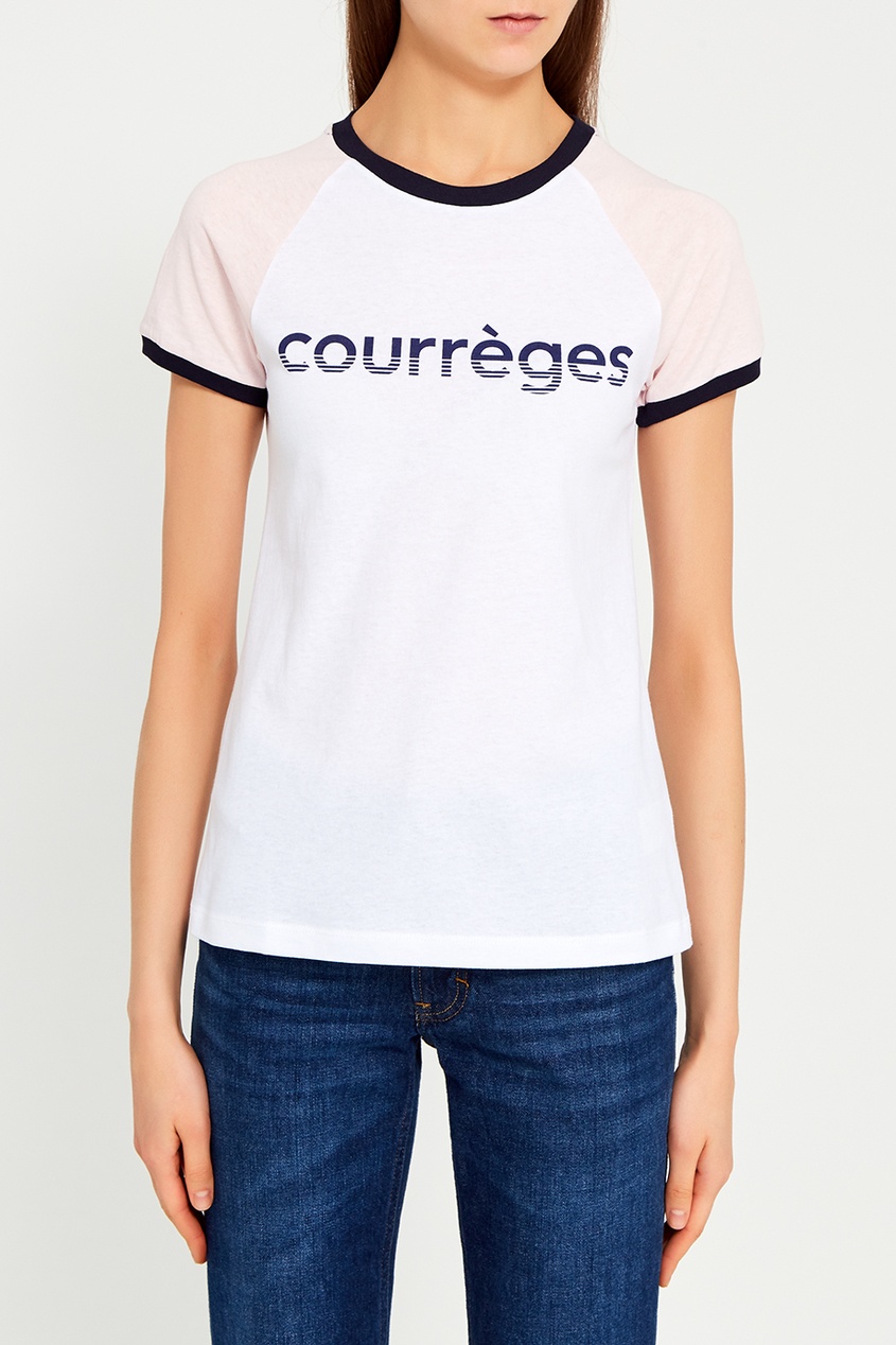 фото Хлопковая футболка с логотипом courreges