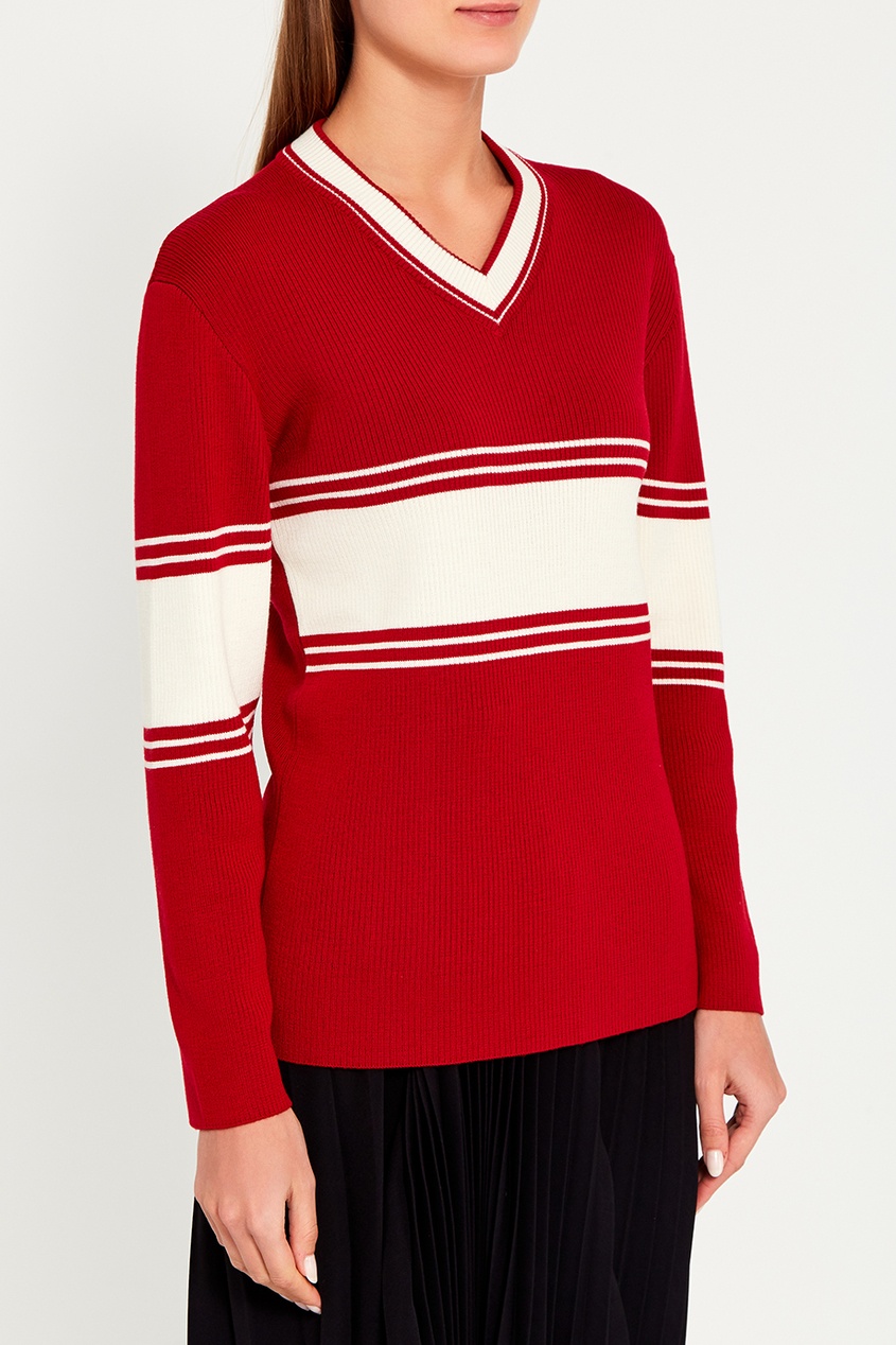 фото Шерстяной пуловер красного цвета red valentino
