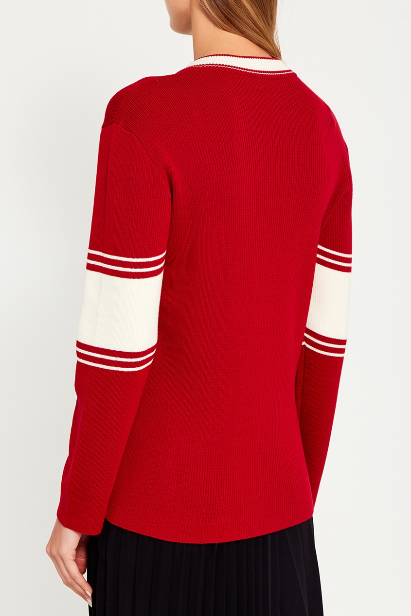 фото Шерстяной пуловер красного цвета red valentino