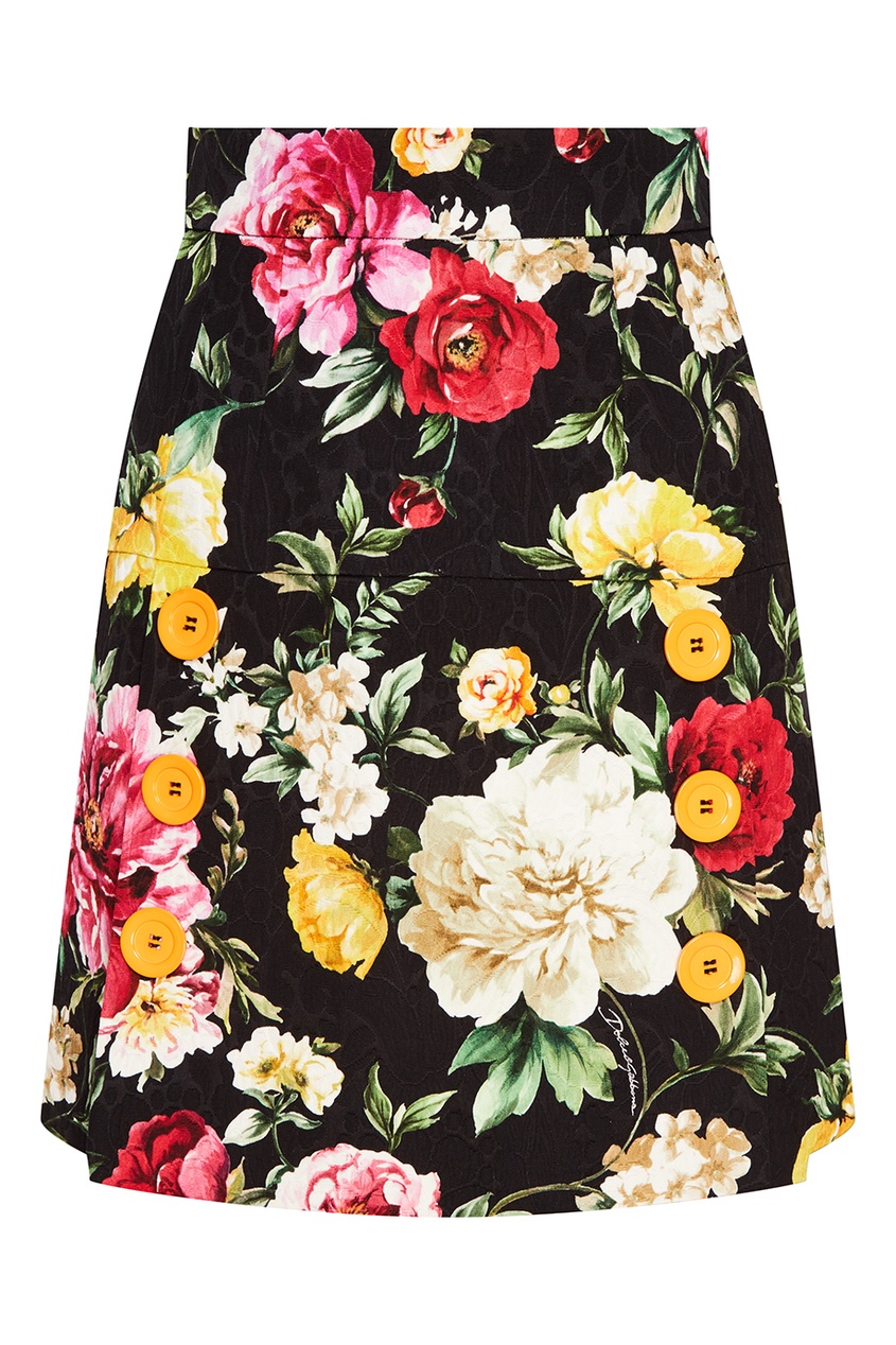 фото Хлопковая юбка с цветочным принтом dolce&gabbana