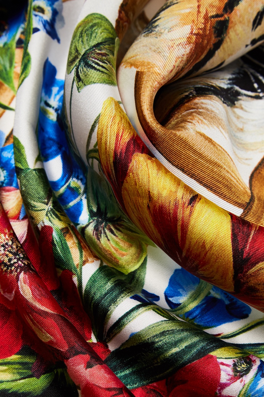 фото Шелковый платок с комбинированным принтом dolce&gabbana