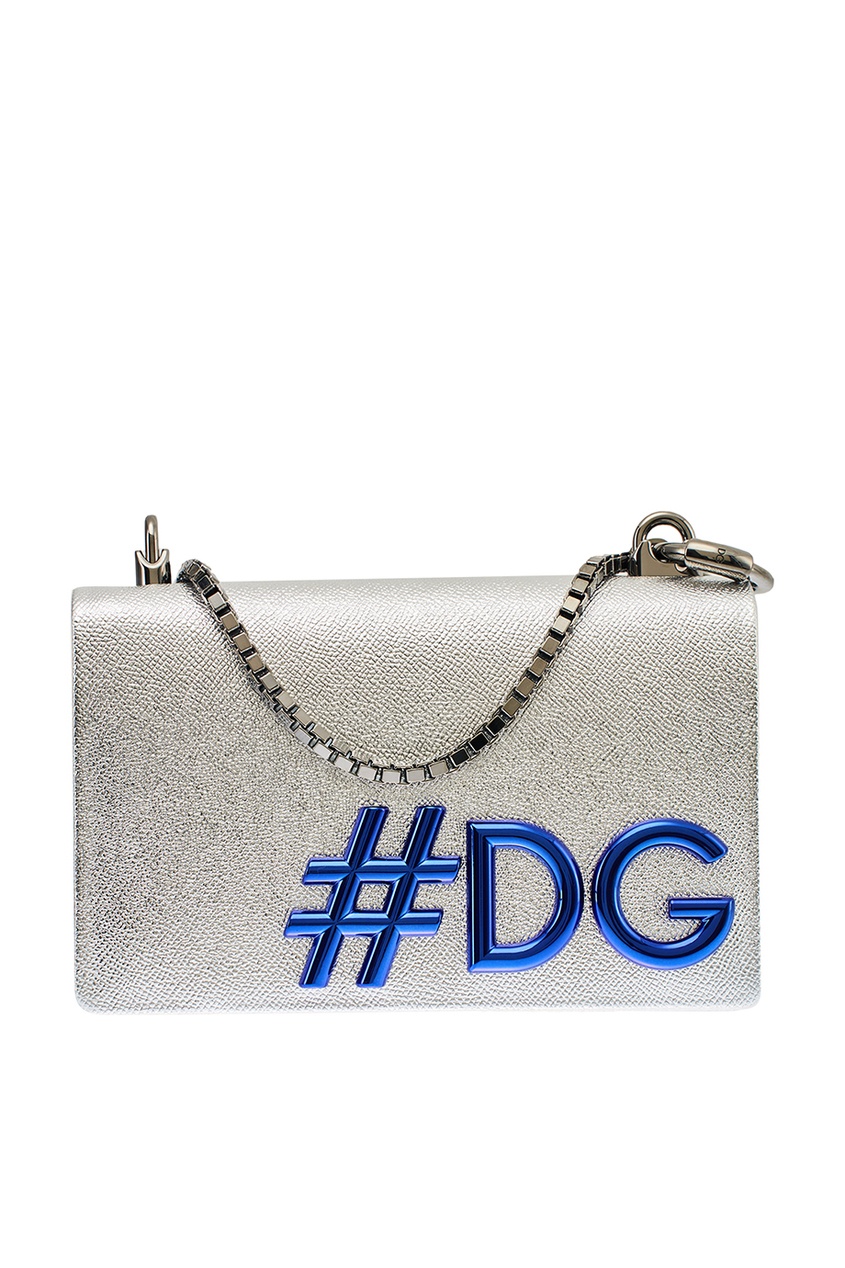 фото Серебристая кожаная сумка dg girls dolce&gabbana