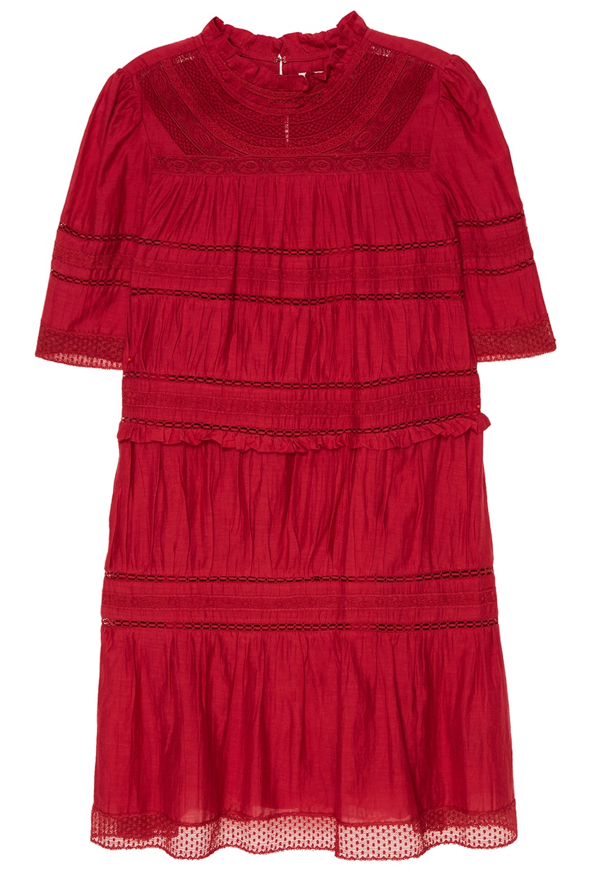 фото Красное хлопковое платье с драпировками isabel marant etoile
