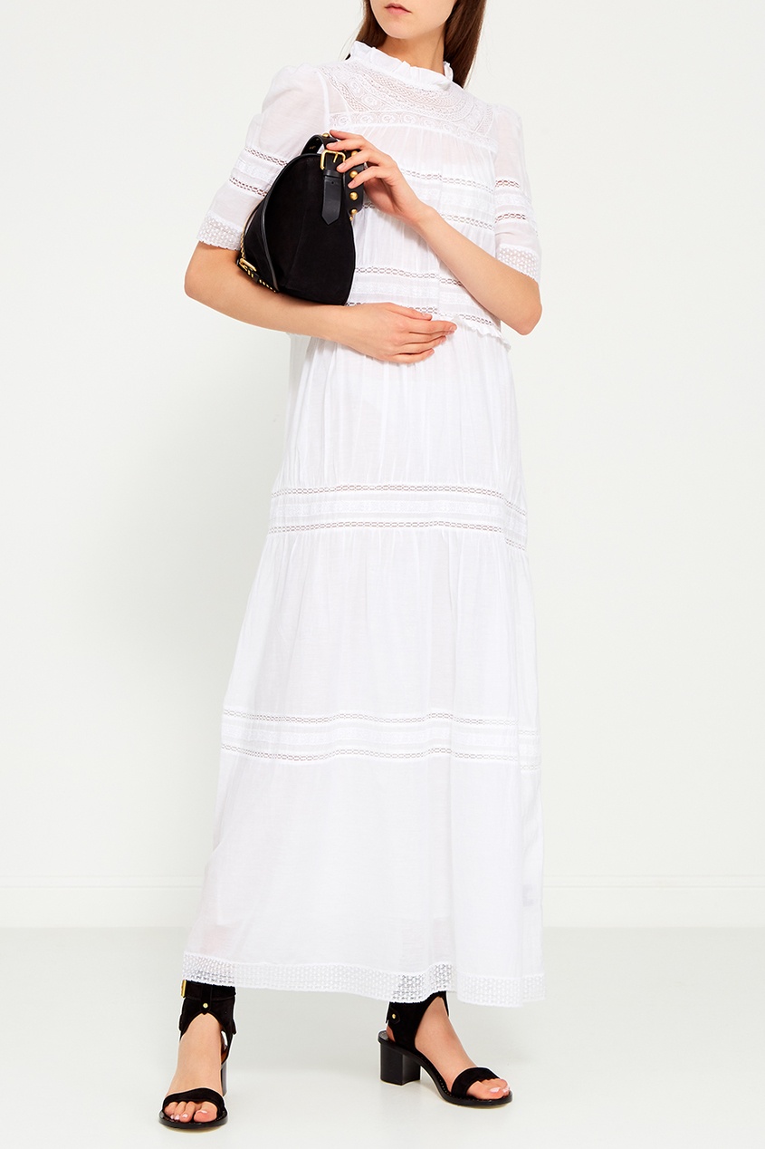 фото Белое хлопковое платье с драпировками Isabel marant etoile