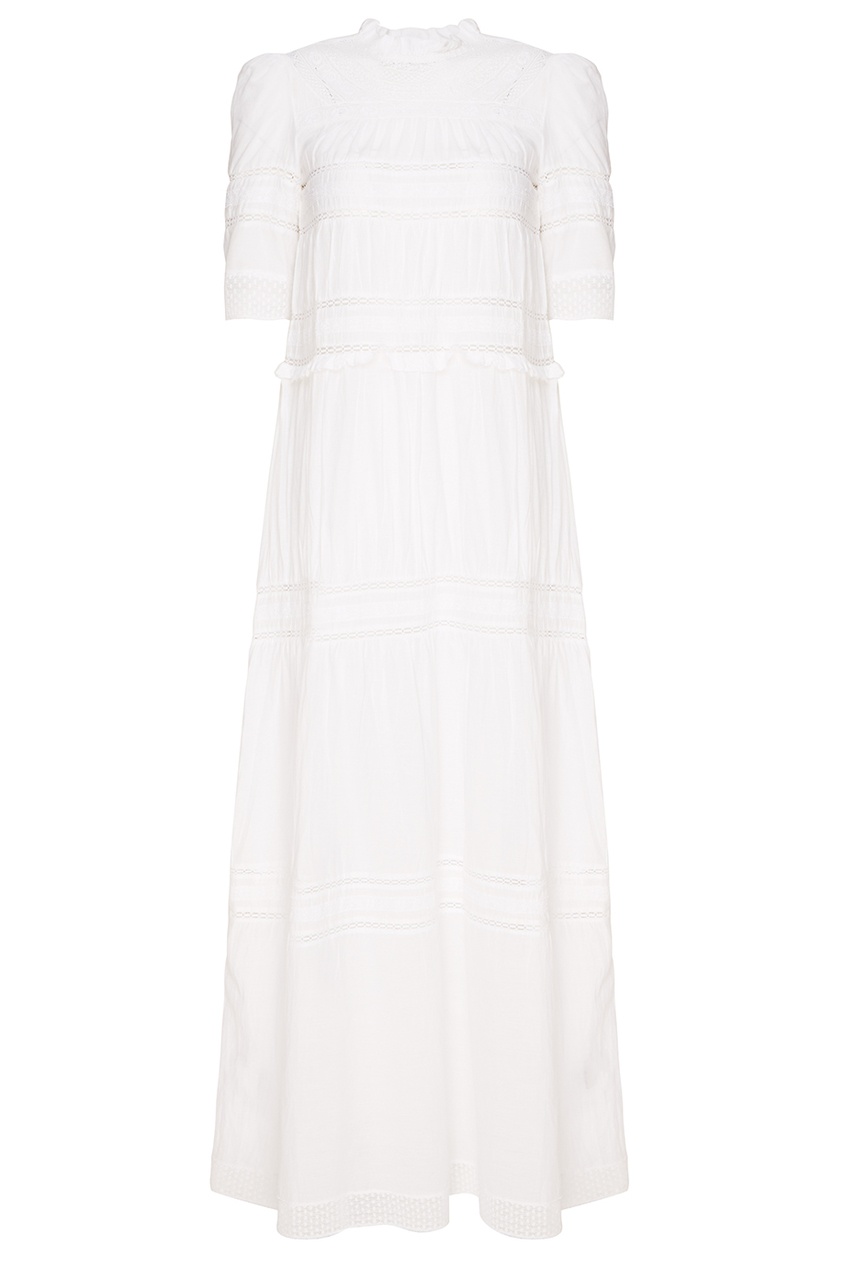 фото Белое хлопковое платье с драпировками isabel marant etoile