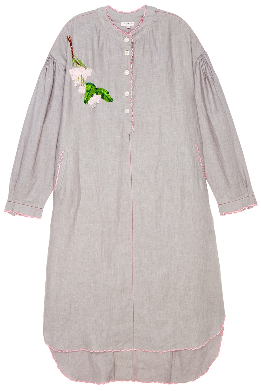 фото Льняное платье-рубашка с вышивкой natasha zinko