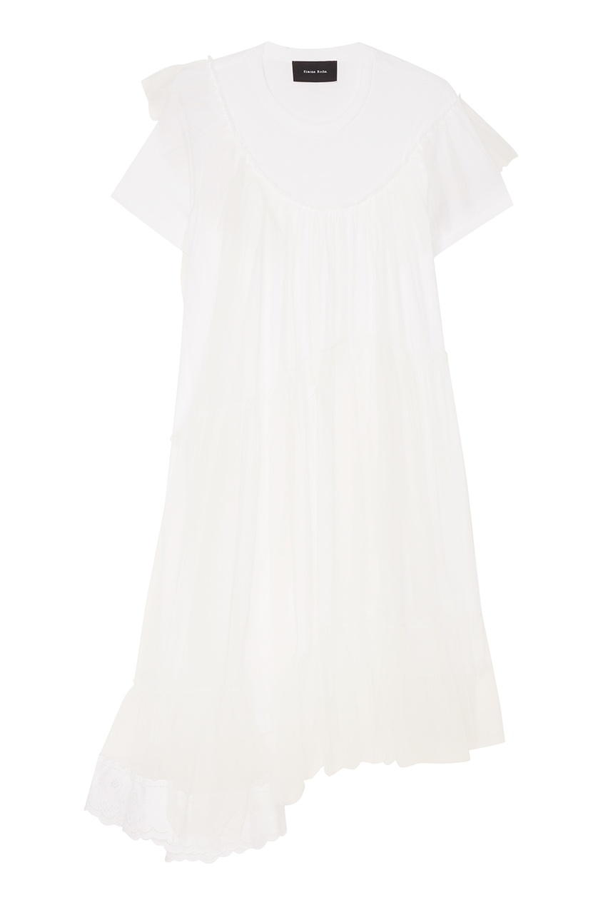 фото Белое платье с оборкам simone rocha