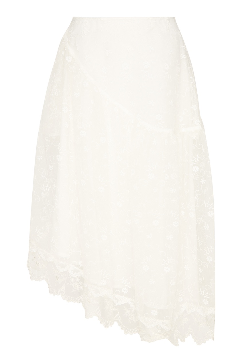 фото Асимметричная белая юбка с кружевом simone rocha