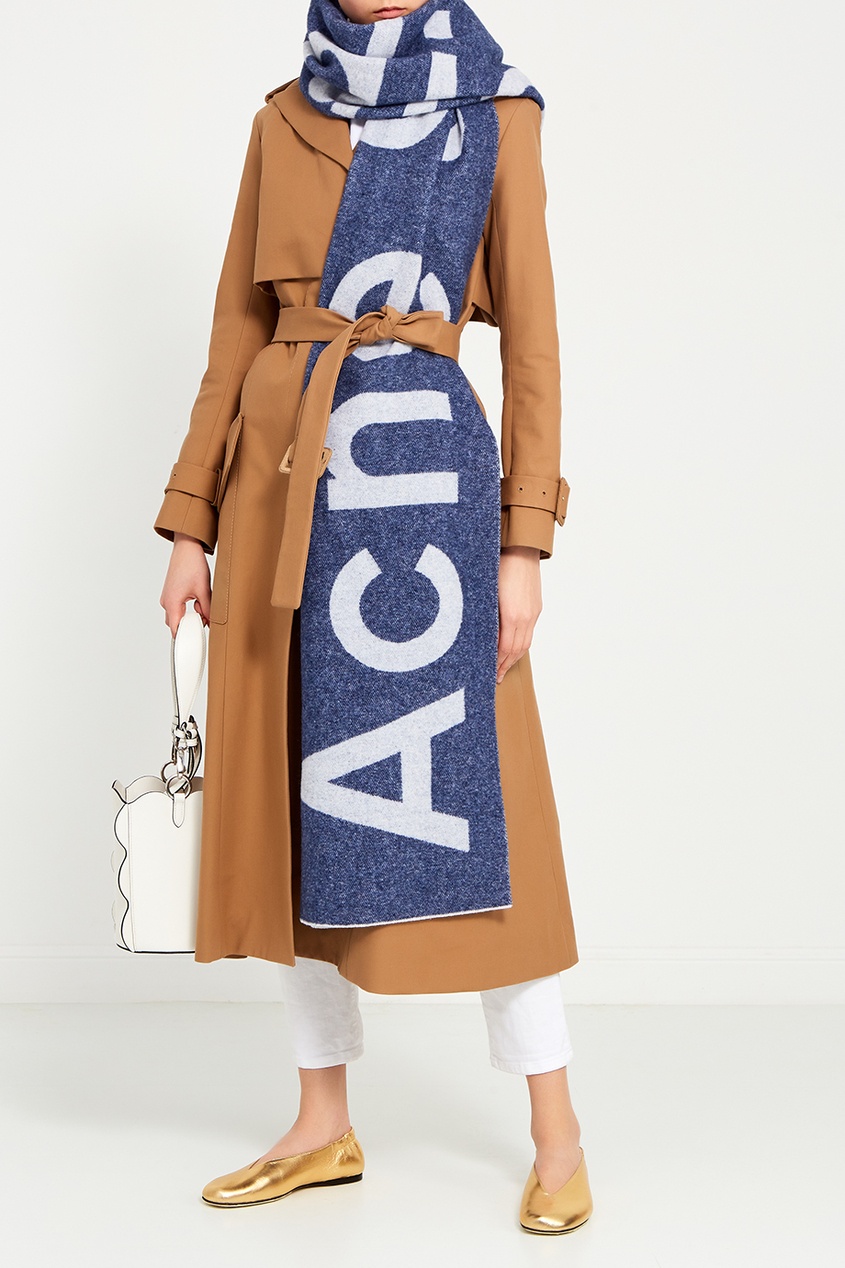 фото Синий шарф с логотипом toronty logo acne studios