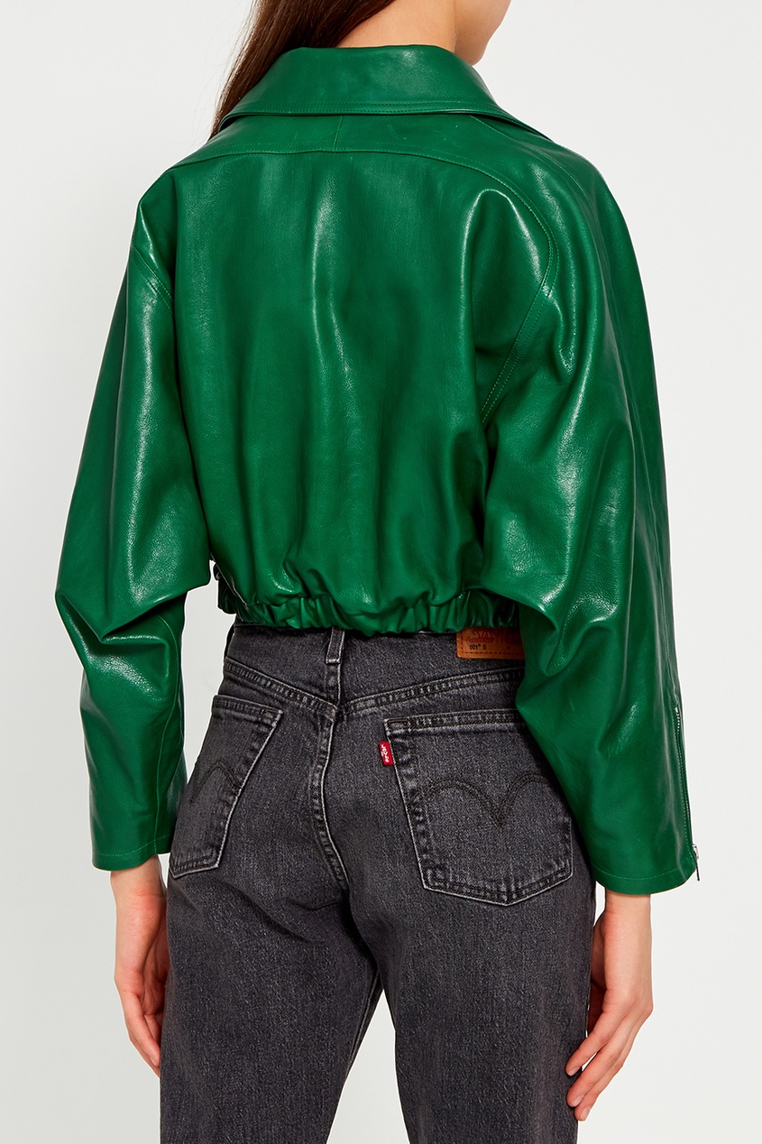 фото Зеленая кожаная куртка Gucci
