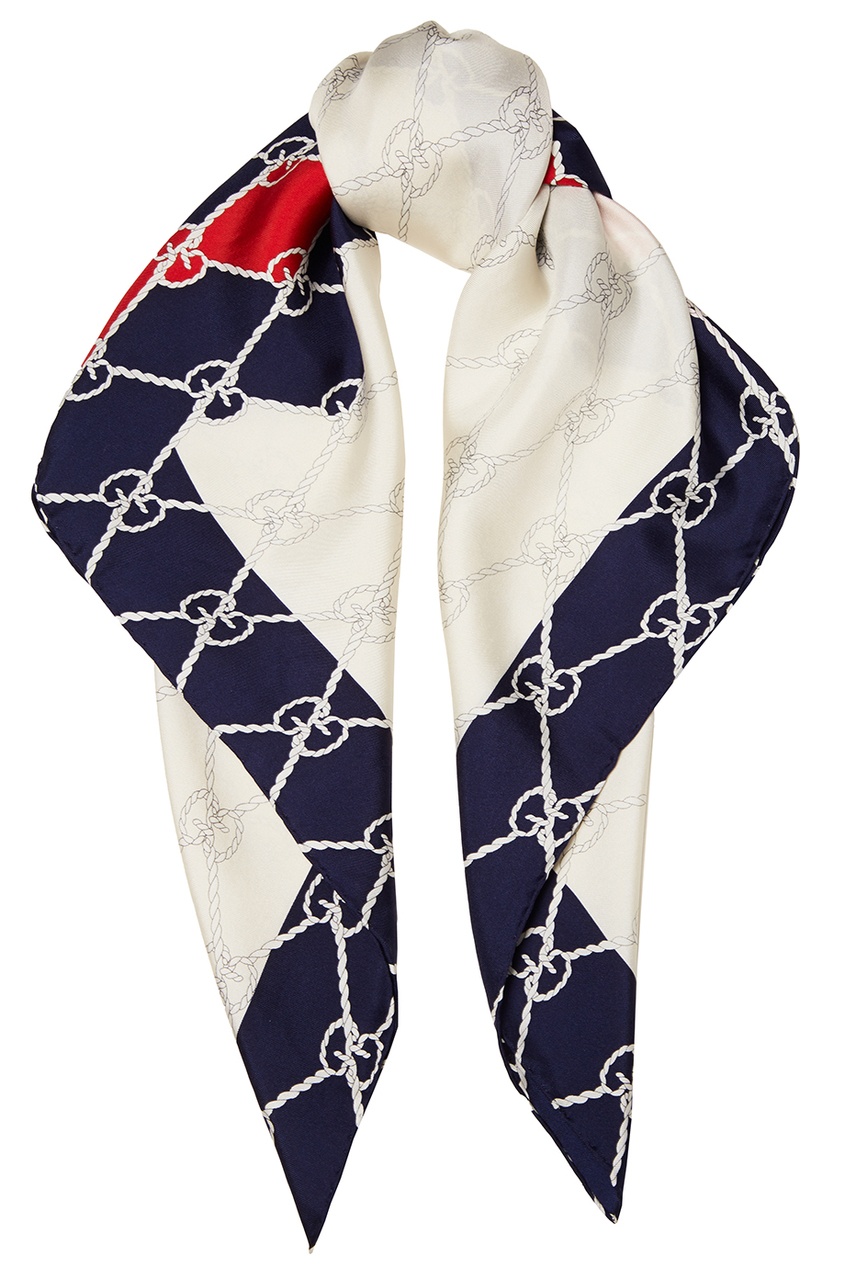 фото Шелковый шарф с контрастным принтом gucci