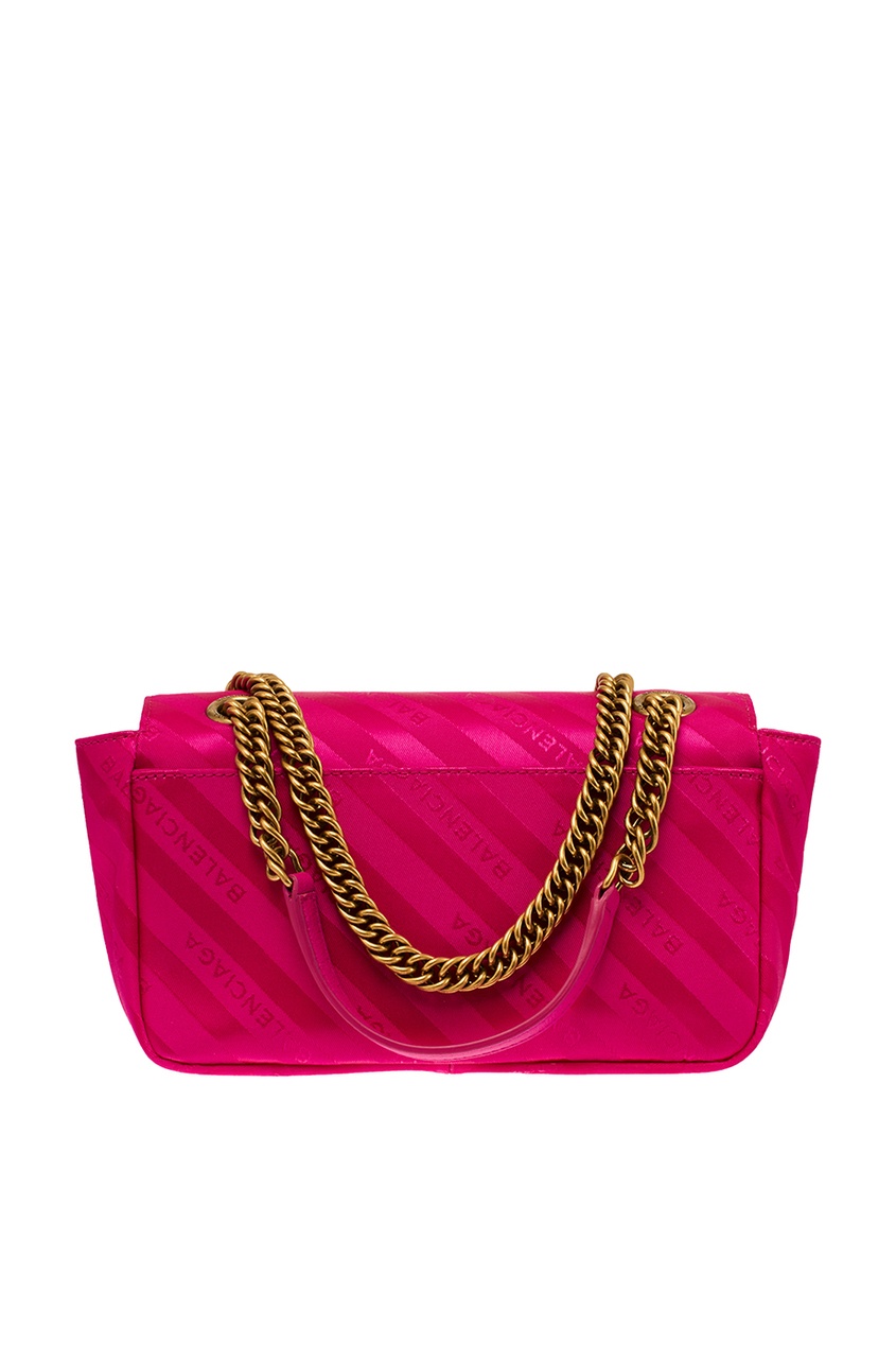 Розовая сатиновая сумка с логотипами BB Round S