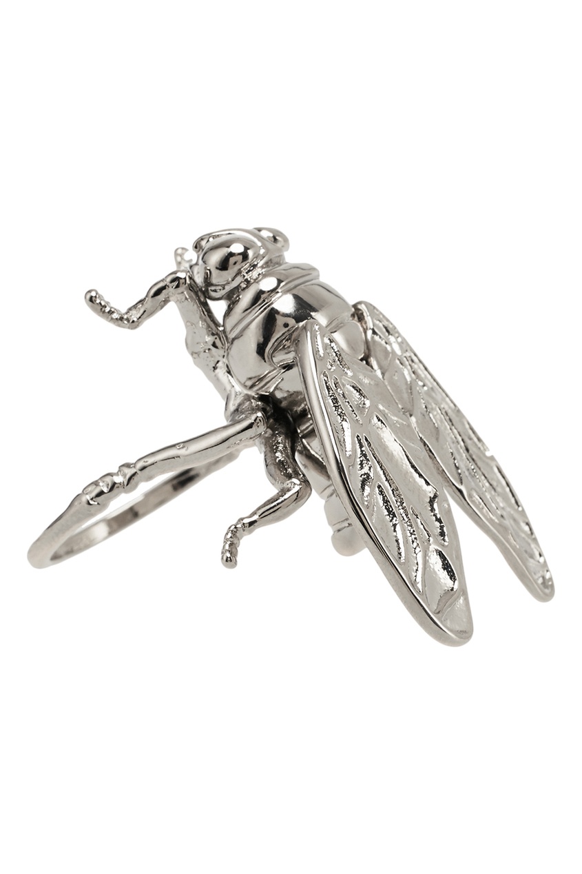 фото Серебристое кольцо в виде насекомого Balenciaga