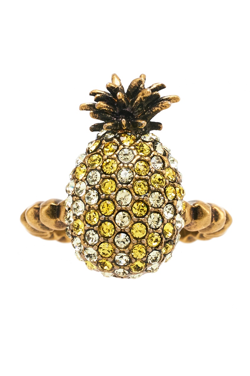 фото Кольцо в виде ананаса с кристаллами pineapple gucci