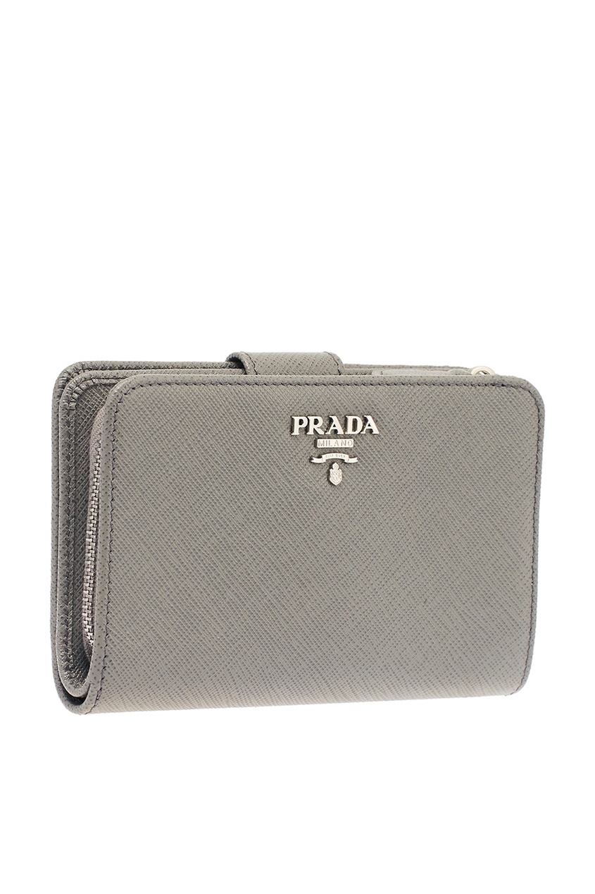 фото Серый кошелек из сафьяновой кожи prada