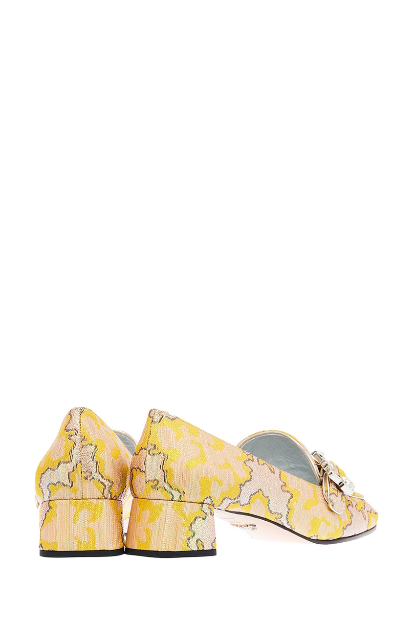 фото Желтые туфли из жаккарда с люрексом prada