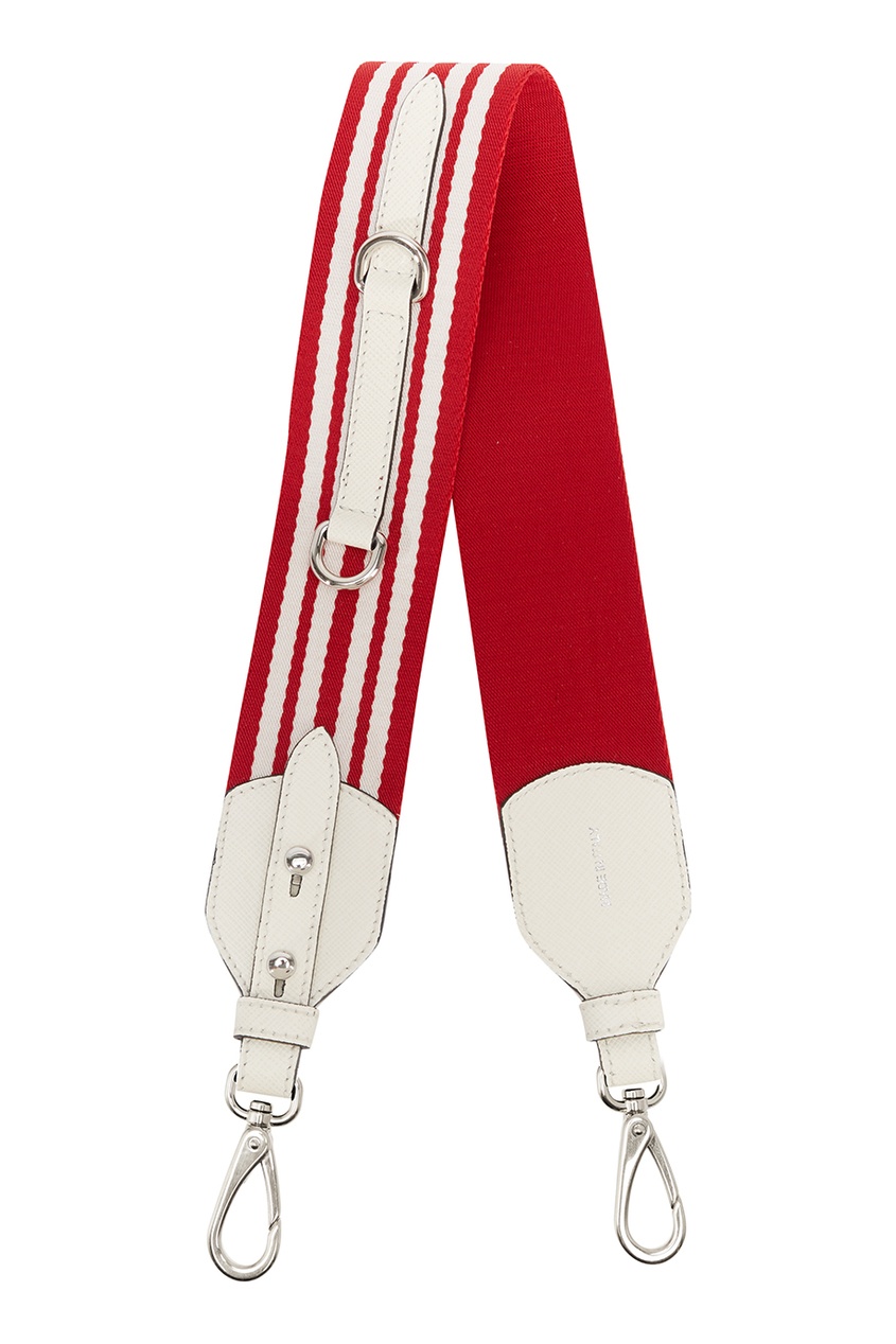 фото Красный текстильный ремень для сумки Prada