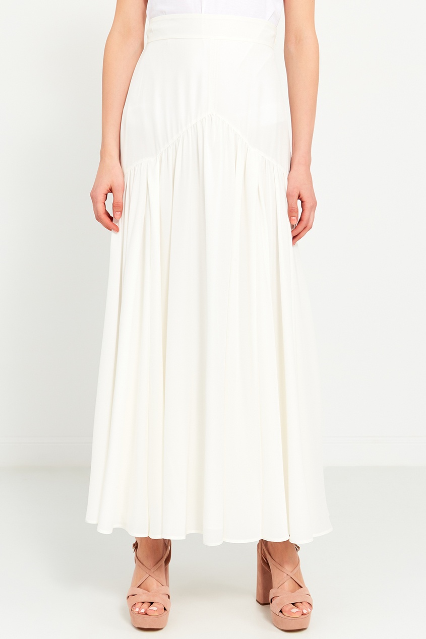фото Белая шелковая юбка-макси prada